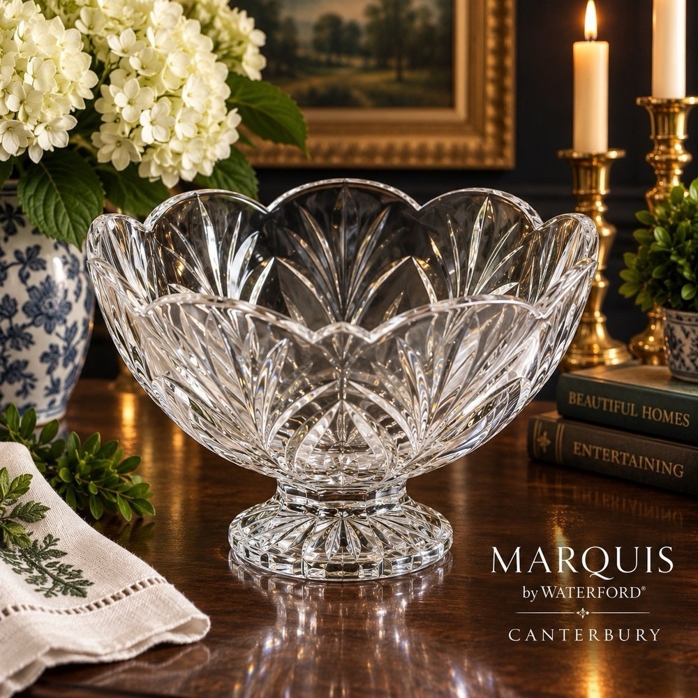 Marquis by Waterford Canterbury Crystal Footed Centerpiece Bowl 9.5"